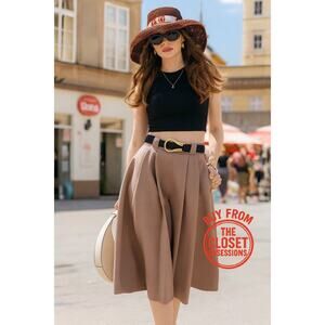 ZARA Limited Edition Wool-Blend Beige Midi Skirt NWT | High Waist